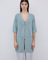 Cardigan lungo in maglia verde chiaro
